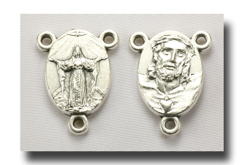 Queen of Rosary/Ecce Homo Heart - Ant. silver - 2243