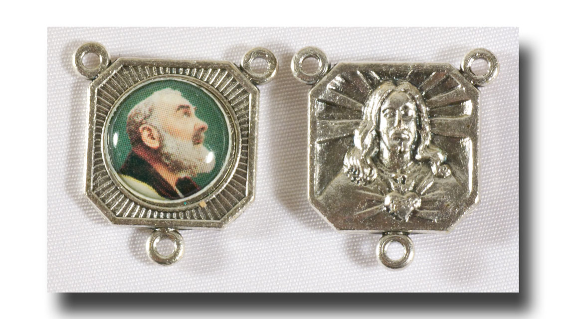 (image for) St. Pio centre - Colour picture/Antique silver - 228t - Click Image to Close