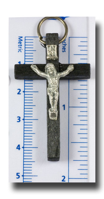(image for) Wooden Crucifix - Black and antique silver - 349 - Click Image to Close