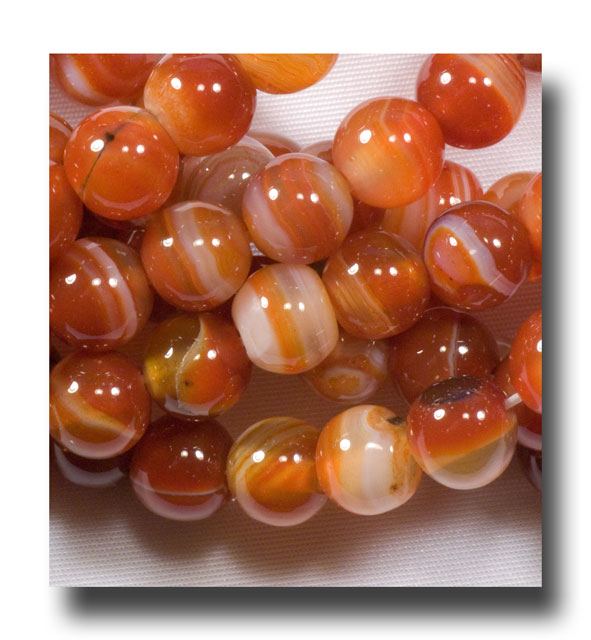 Agate beads, 6mm Red Banded - 460