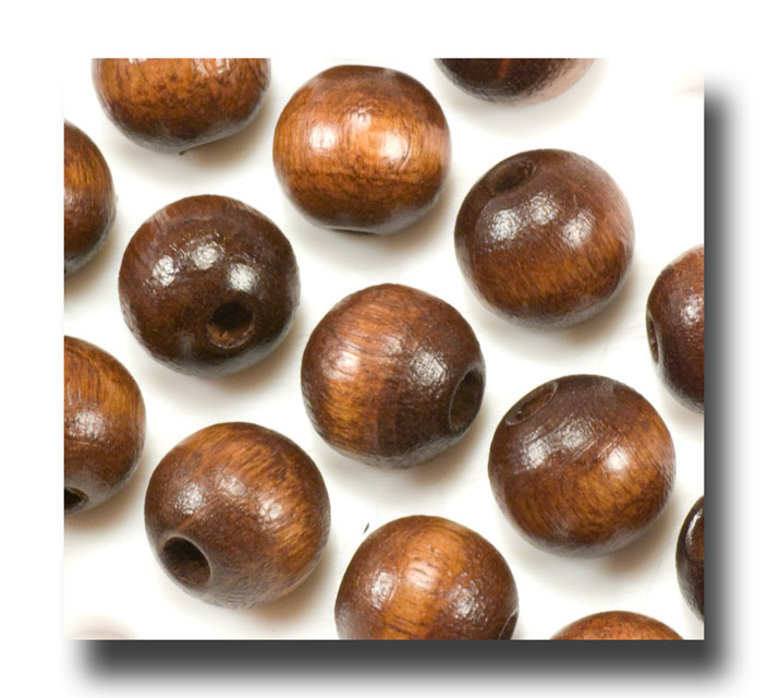 (image for) Wooden Beads - 8mm Rounds - Dark Brown - 503