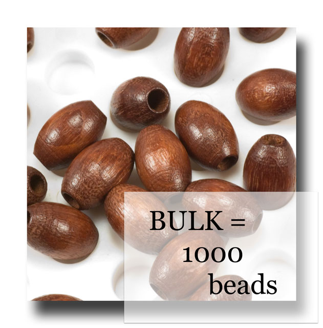 (image for) Wooden beads - 9mm Ovals - Mahogany - 510BULK