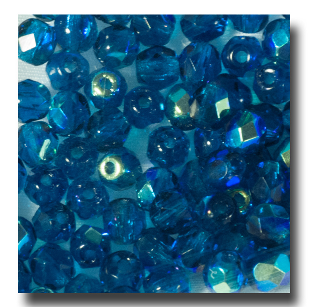 Facet Glass beads, 4mm - Dark Aqua AB (Mar) - 6086