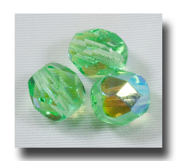 Facet Glass beads, 6mm - Peridot AB (Aug.) - 635