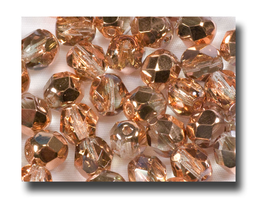 (image for) Facet Glass beads, 6mm - Capri Copper CAL - 688