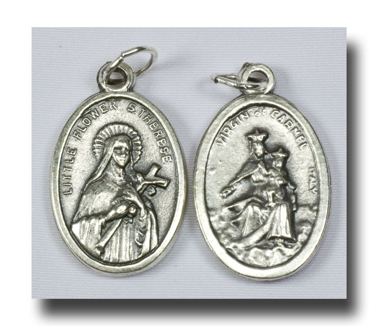 (image for) Medal - St. Therese and O.L.Mt.Carmel - Antique silver - 725