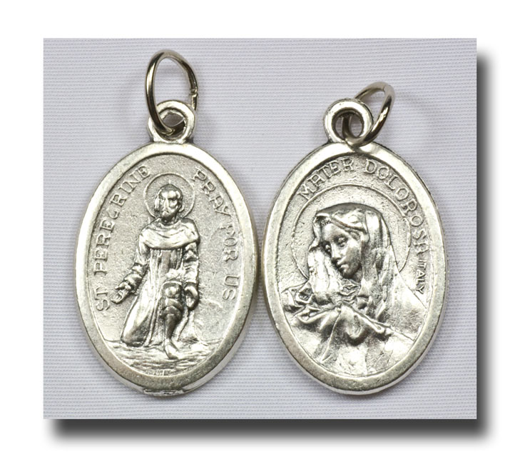 (image for) Medal - St. Peregrine and O.L.Sorrows - Antique silver - 726