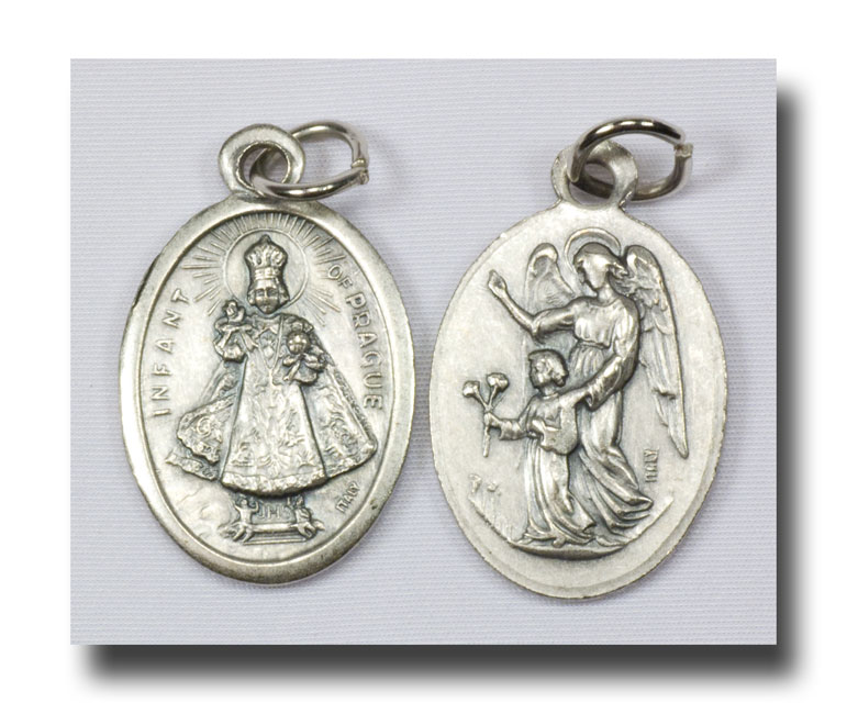 (image for) Medal - Infant of Prague and Guardian Angel - Ant.silver - 775