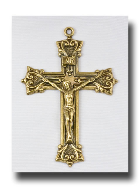 (image for) Flared hearts crucifix - Antique brass - ABR3311