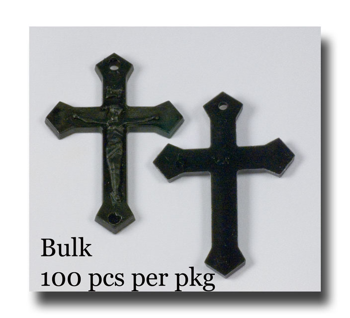 (image for) Crucifix - Black plastic, 100 pcs - MXB - Click Image to Close