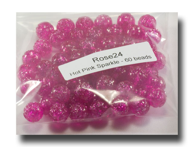 (image for) Rose Beads, 9mm Pink Sparkle - Rose24 - Click Image to Close