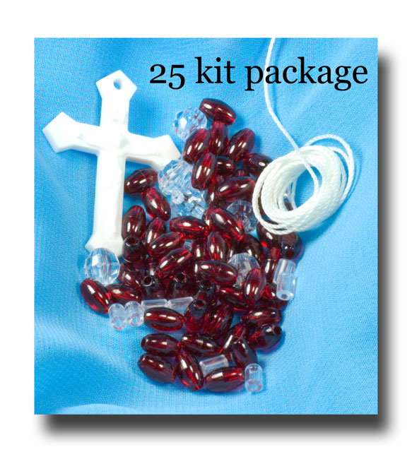 (image for) School Kits - 25 x 9mm string and spacer rosaries - Sch8 x 25