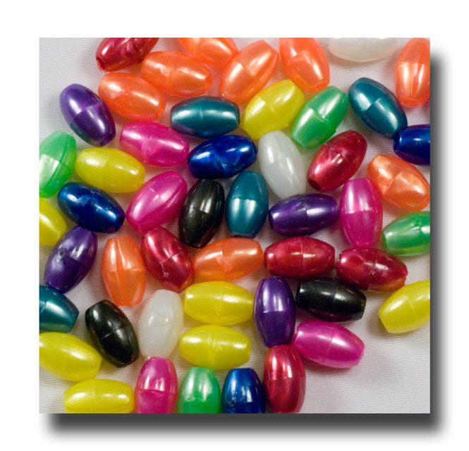 (image for) Plastic Oval beads, 9mm Pearl Mix - V8399