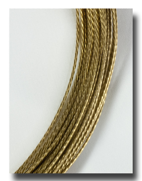 (image for) Wire - 19 gauge Solid Jewellers Brass, Sq/TWISTED-50 feet-1114