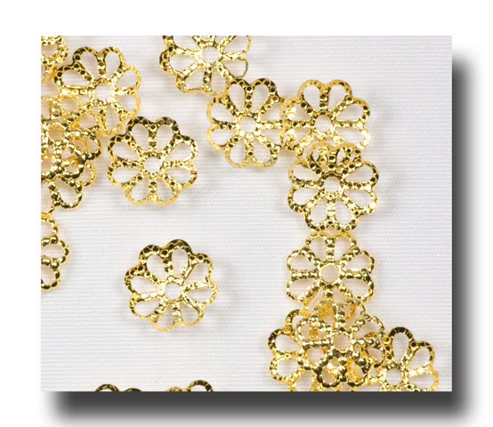 (image for) Bead Caps - medium filigree - Gilt (gold-tone) - 139