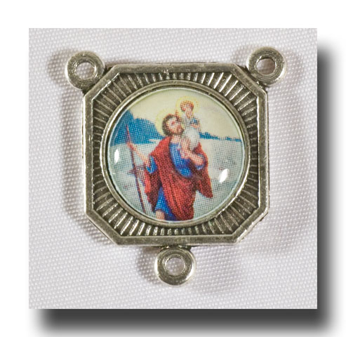 St. Christopher - Colour picture/Antique silver - 228z