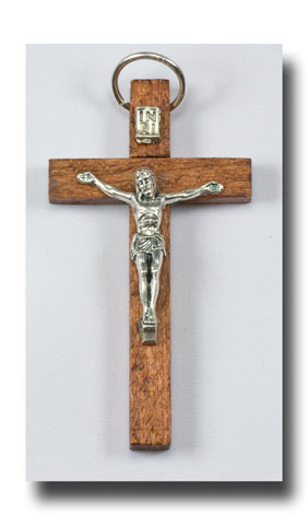 (image for) Wooden Crucifix - Mahogany and antique silver - 353
