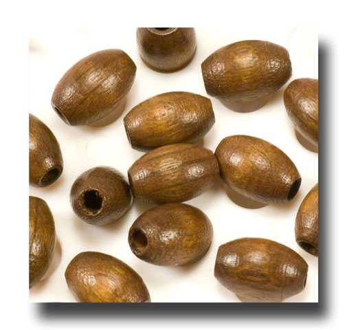 (image for) Wooden beads - 9mm Ovals - Dark Brown - 507