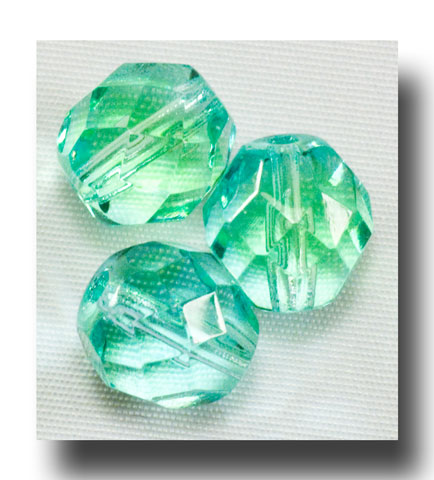 (image for) Facet Glass Beads, 8mm - Aqua/Green - 6016