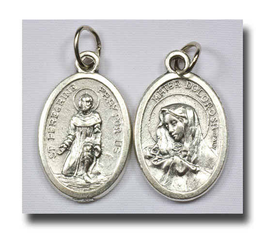 (image for) Medal - St. Peregrine and O.L.Sorrows - Antique silver - 726