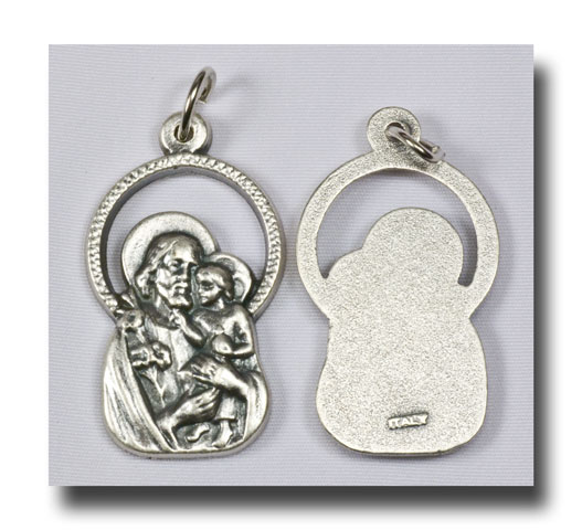 Medal - St. Joseph with halo - Antique silver - 731