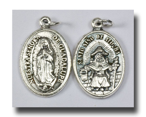 Medal - O.L.of Guadalupe and Nino de Atocha - Ant.silver-745