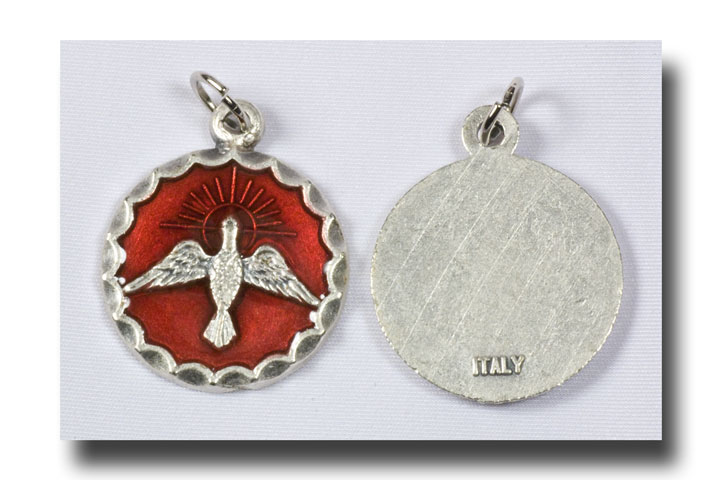 Medal - Holy Ghost - Red/Antique silver - 750