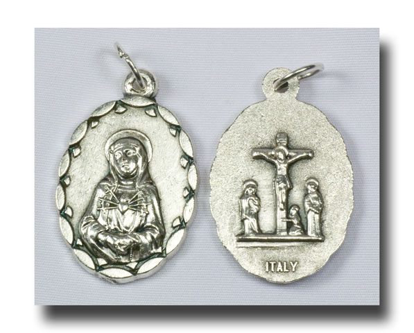 Medal - Our Lady of Sorrows - Antique silver - 757