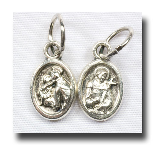 Medal - St. Francis and St. Anthony - Antique silver - 7701
