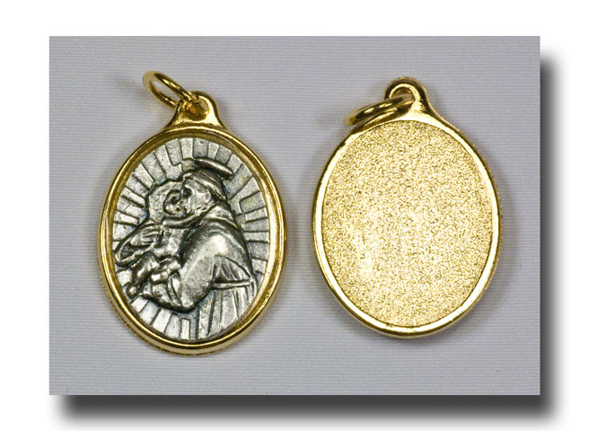 (image for) Medal - St. Anthony, Antique Silver/Gilt backed - 7702