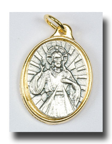 Medal - Divine Mercy - Antique silver/Gilt backed - 7705