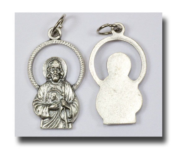 Medal - St. Jude with halo - Antique silver - 774