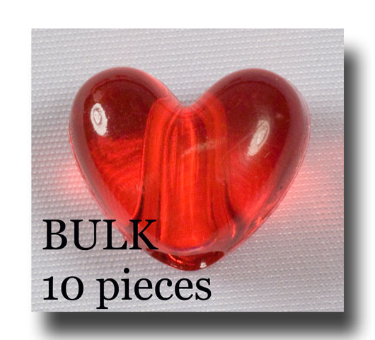 Heart beads, 10mm Red - MHx10