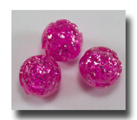 Rose Beads, 9mm Pink Sparkle - Rose24